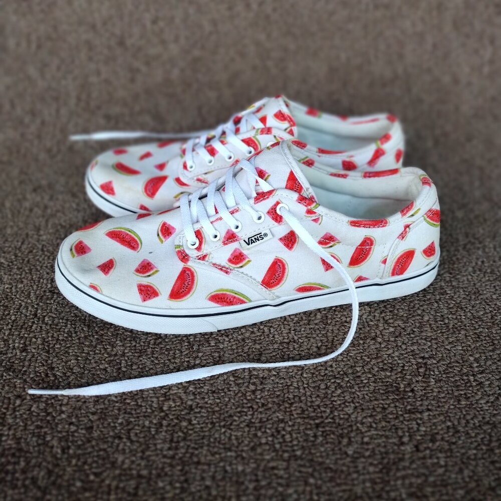 Vans low top canvas “Off the Wall”watermelon all over Sneakers Women’s Size 9.5